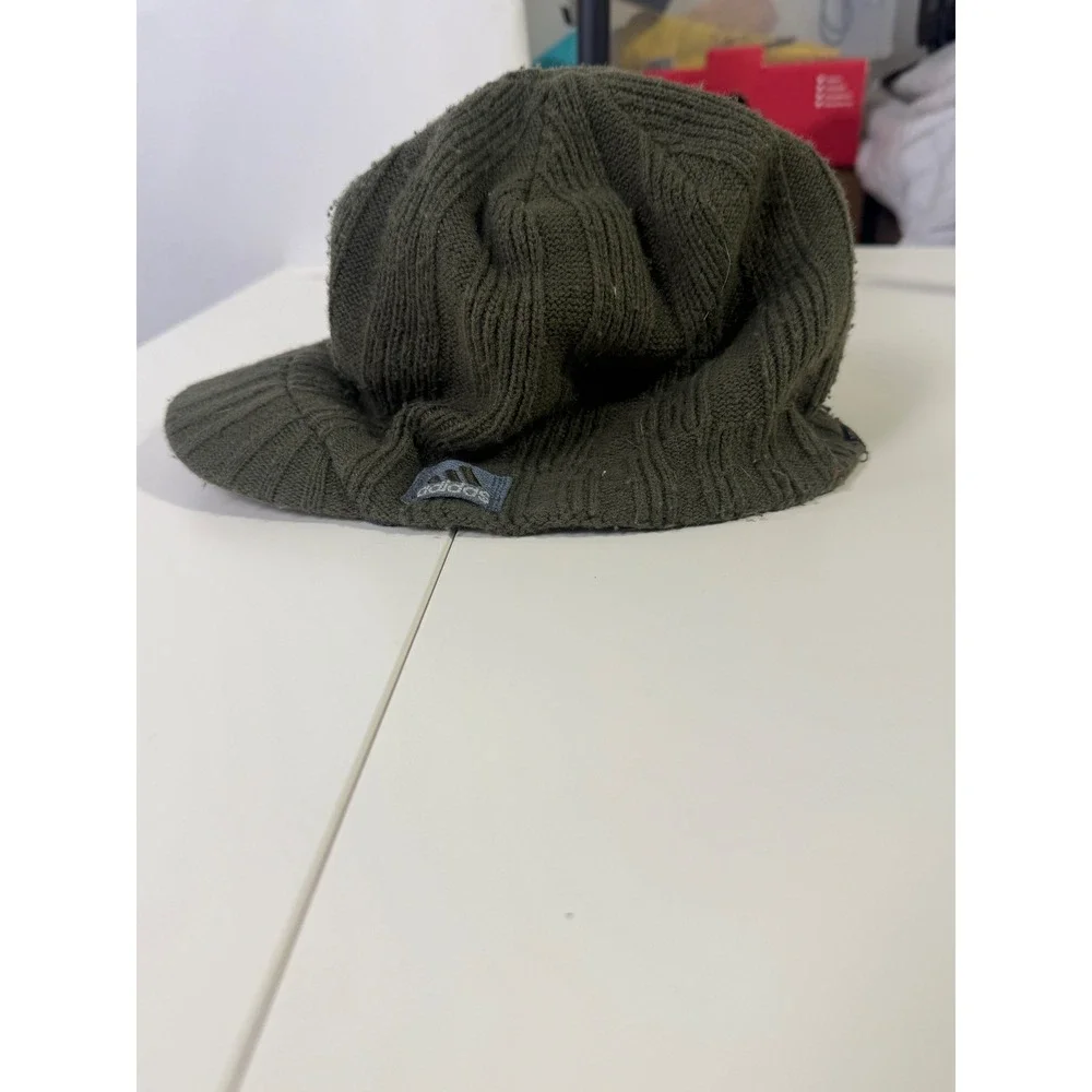 Adidas ClimaWarm Y2K 90s Olive Knit Visor Hat Newsboy Cap Winter Paperboy Unisex